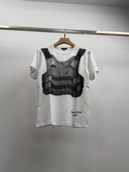 Comme des Garcons Other - Comme des Garcons White T-Shirt with Black Tactical Vest Print